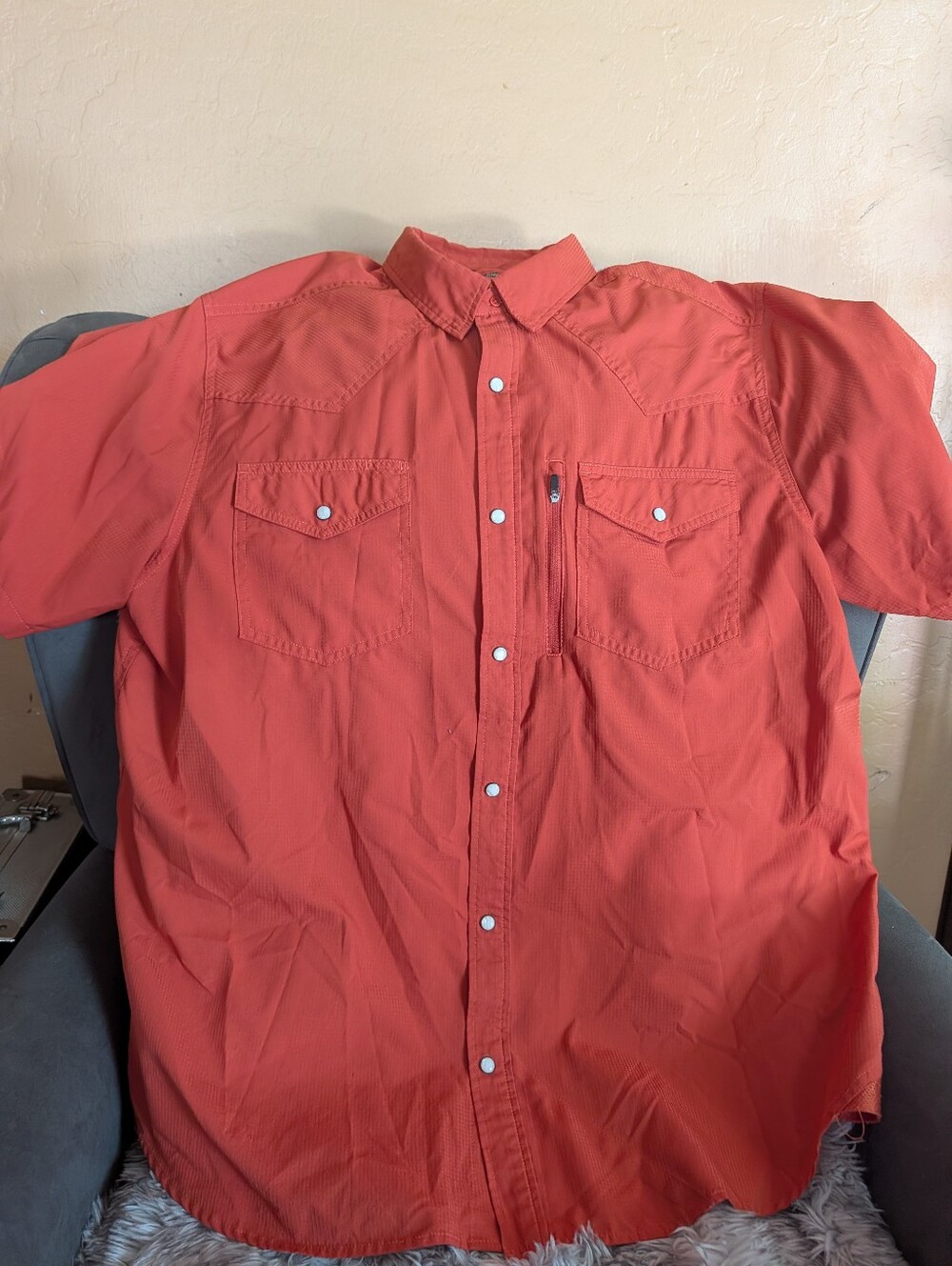 Rank 45 Men's Short-Sleeve Western Shirt - Coral Orange